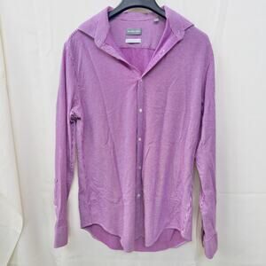 Michael Kors Mens Slim Fit Fine Gauge Knit Long Sleeve Button Down Burgundy